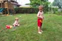 20050818 Andrew and Matthew playing with sprinkler 10